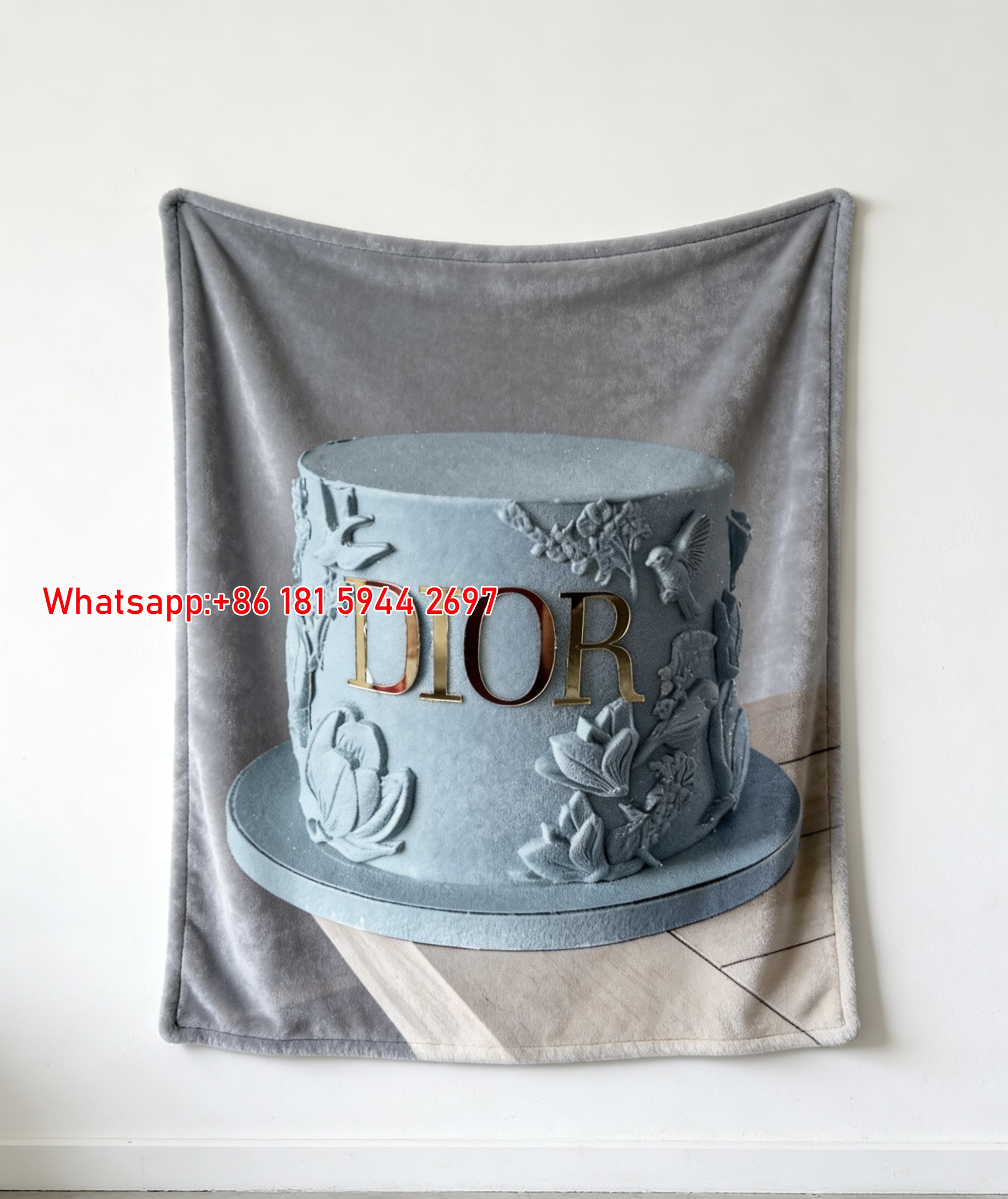 Elegant Dior Floral Cake Flannel Sofa Throw Blanket D288